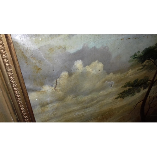 24 - 110 x 79 Victorian gilt framed oil painting landscape scene signed and dated A.K.Meadows 1896 (some ... 