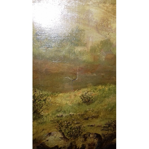 24 - 110 x 79 Victorian gilt framed oil painting landscape scene signed and dated A.K.Meadows 1896 (some ... 