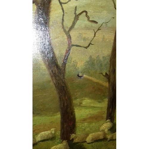 24 - 110 x 79 Victorian gilt framed oil painting landscape scene signed and dated A.K.Meadows 1896 (some ... 