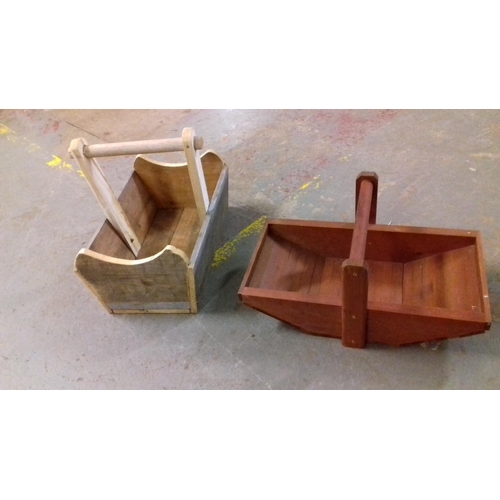 431 - 2 x wooden garden trugs being 47 & 41 cm wide