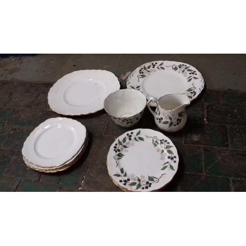 47 - Regent bone china white with gold rim sandwich plate with 4 x side plates & similar colclough hedger... 