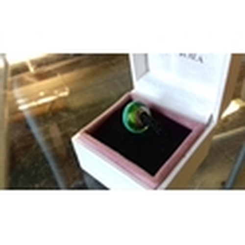 687 - Boxed pandora charm being flower with black stone