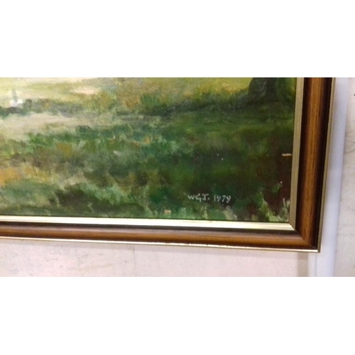 14 - 58 x 47 cm framed landscape oil on board initialled and dated W.G.J. 1979