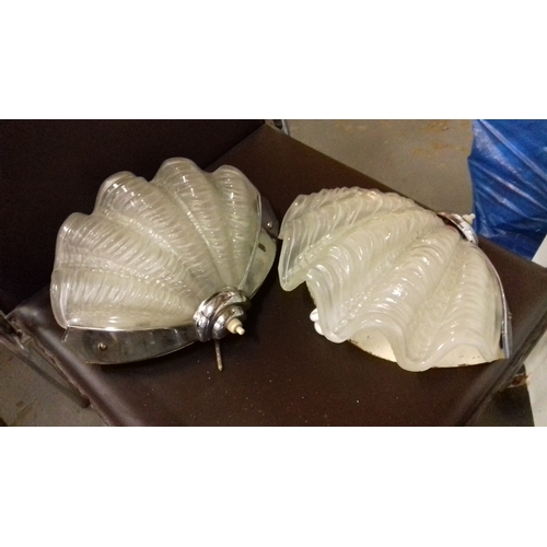 122 - Pair of art deco clam shell wall lights