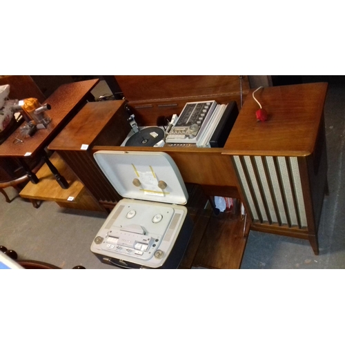 510 - Rare vintage Grundig stereo radiogram model ms80 with garrard type a turntable and bundle of records... 