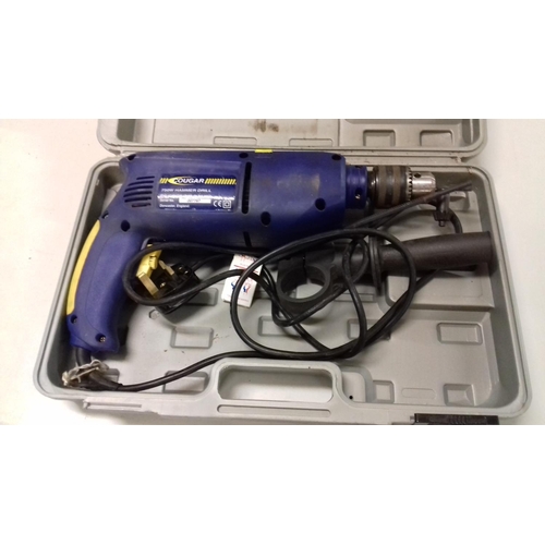 364 - As new cougar 750 wt corded hammer drill in case