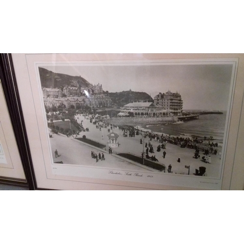 284 - Pair of 38 x 29 cm framed victorian Llandudno promenade black and white photographs