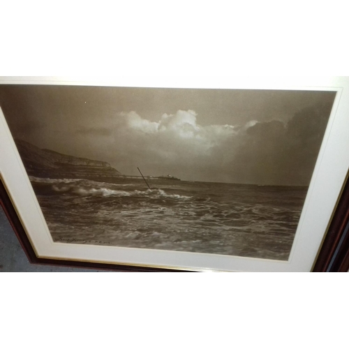 591 - Pair of 76 x 61 cm framed Llandudno scene photographs signed FRED JUDGE