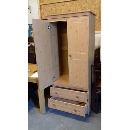 448 - 6 ft beech look double wardrobe with 2 x under drawers 78 x 52 cm