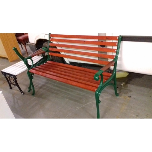 434 - Refurbished cast end garden bench