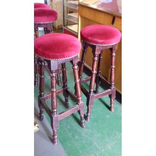 521 - Pair of upholstered pub bar stools