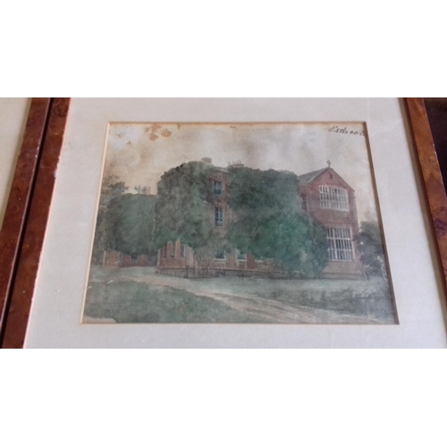 502 - Pair of 41 x 37 cm framed water colour paintings of stately homes, no visible signature