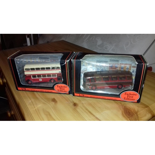 228 - 2 x boxed E.F.E  die cast buses being cavalier neath and cardiff & st helens aec regent