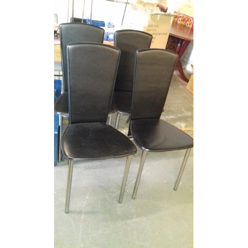 515 - Set of 4 x black and chrome dining chairs