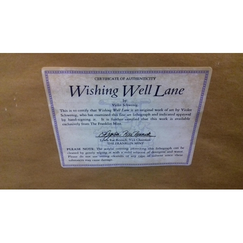 574 - 71 1/2 x 56 cm framed franklin mint hand signed lithograph print titled 'wishing well lane' by VIOLE... 