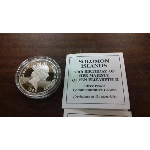 631 - Royal mint 1996 soloman islands 925 silver proof $5 coin limited to 12,500 worldwide with certificat... 