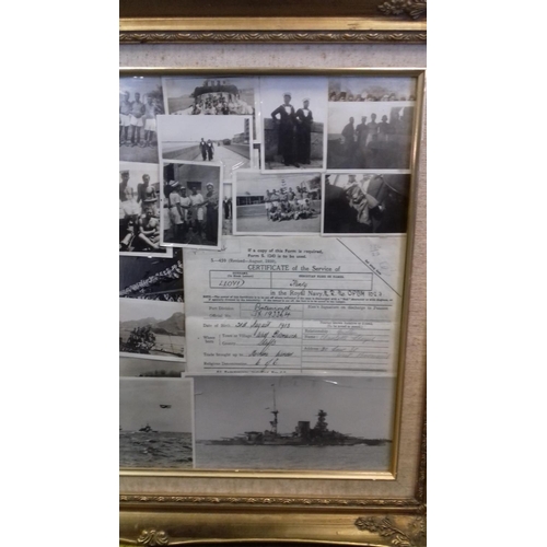 17 - 65 x 55 cm gilt framed ww2 picture and certificate montage