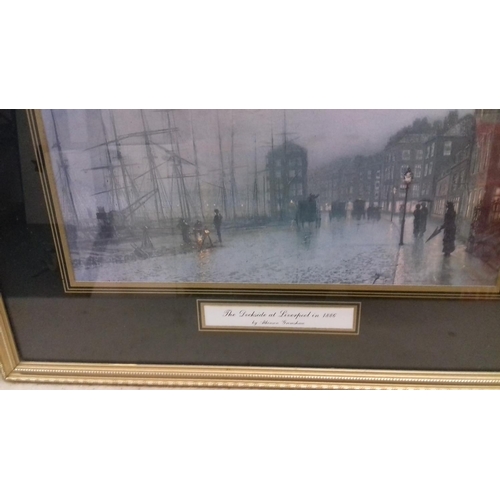 11 - Pair of 38 x 30 cm gilt framed Victorian Liverpool dock pictures by ATKINSON GRIMSHAW