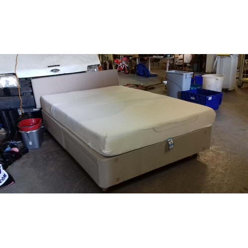 443 - Modern double divan bed with 2 x storage drawers, memory foam mattress and headboard