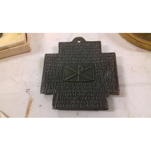 555 - 2 x large metal religious pendants