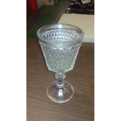 113 - 28 cm tall cut glass goblet vase