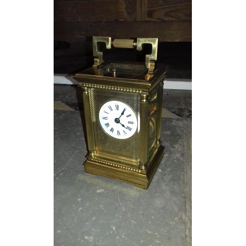 150 - Charles Frodsham London skeleton back heavy brass carriage clock in working order