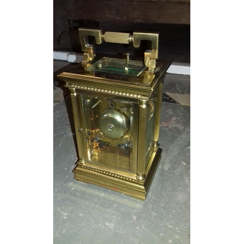 150 - Charles Frodsham London skeleton back heavy brass carriage clock in working order