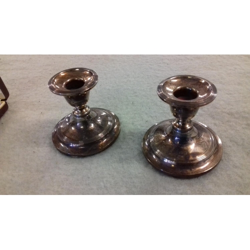 719 - Pair of Chester hallmarked silver candle holders