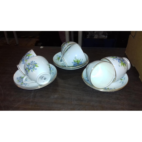 62 - 6 x diamond china cups and saucers