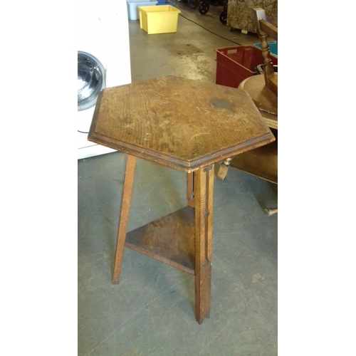 466 - 77 cm tall hexagonal arts and crafts plant stand approx 52 cm width