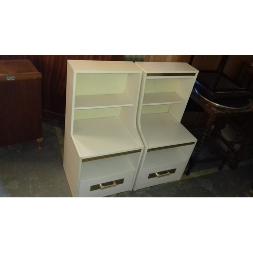 454 - Pair of white 45 x 40 x 90 cm tall bedside cabinets