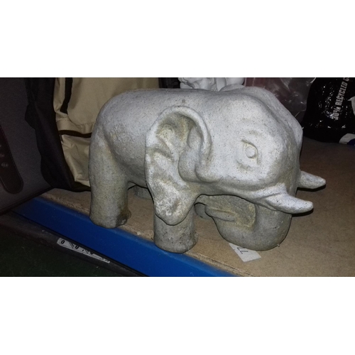 193 - 40 cm wide and 25 cm tall composite stone look elephant garden ornament