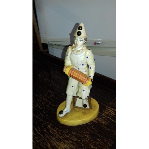 39 - 22 cm tall Coalport, cavalcade of clowns collection, white faced serenade figurine