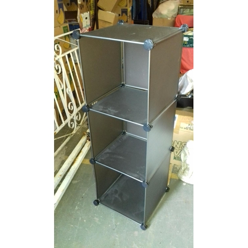 458 - Modern 3 cube black storage stand 41 x 38 x 114 cm tall