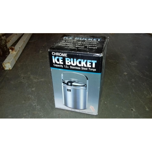 188 - New and boxed old stock vintage chrome ice bucket