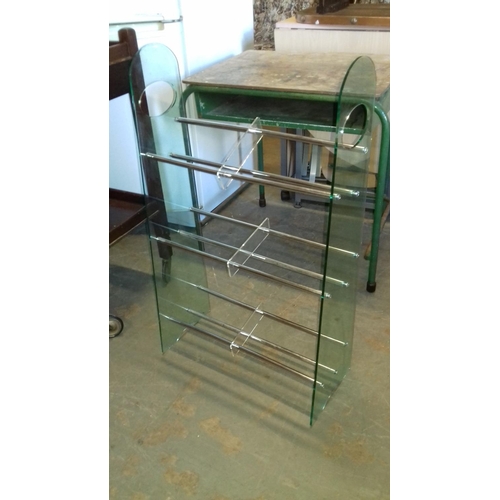 494 - Retro style perspex and metal ghost shoe rack 48 x 22 x 81 cm tall