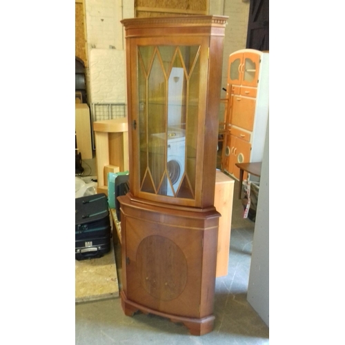 515 - 180 cm tall x 42 cm deep yew corner display cabinet