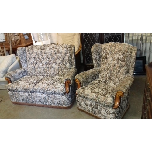 521 - Tapestry 2 seater cottage style couch and matching armchair