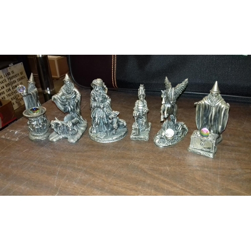 81 - 6 x unboxed Tudor Mint pewter ornaments, 1 with missing crystal