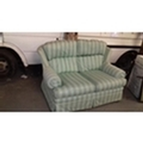 520 - M&S Mint green striped wing back 2 seater couch