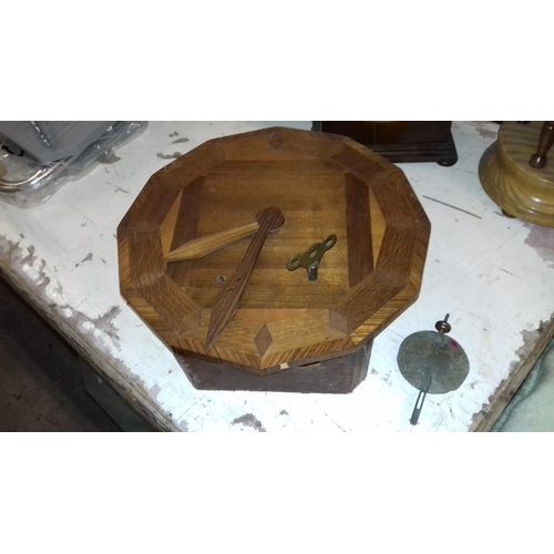 101 - 3 x wooden wall and mantle clocks for spare/repair