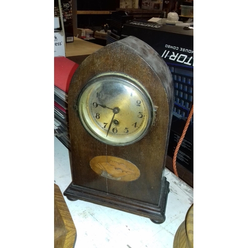 101 - 3 x wooden wall and mantle clocks for spare/repair