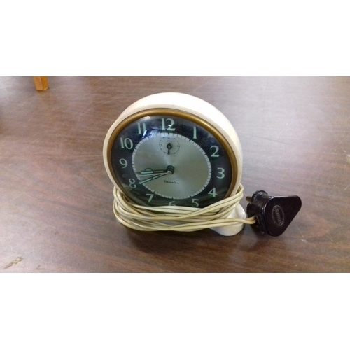 171 - Vintage Genalex electric alarm clock with original wiring and plug