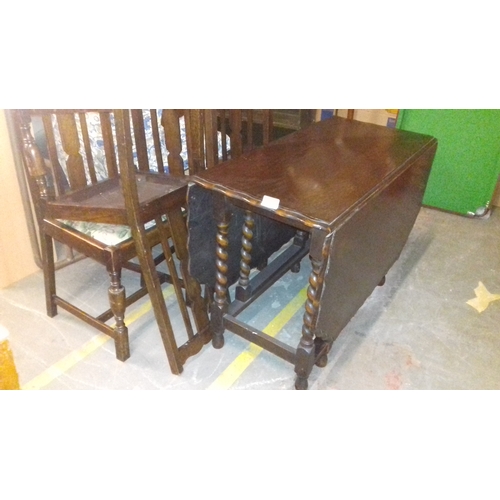 511 - Nice condition dark oak gate leg dining table and 4 chairs