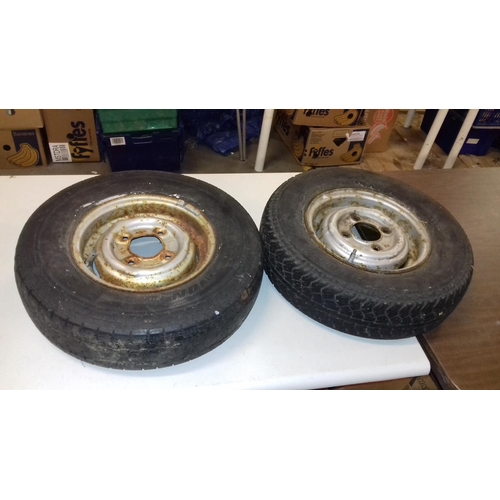 195 - Pair of vintage mini car wheels