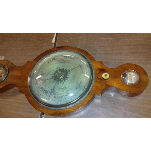 340 - Victorian wall barometer with age related minor damage, approx 107 cm long