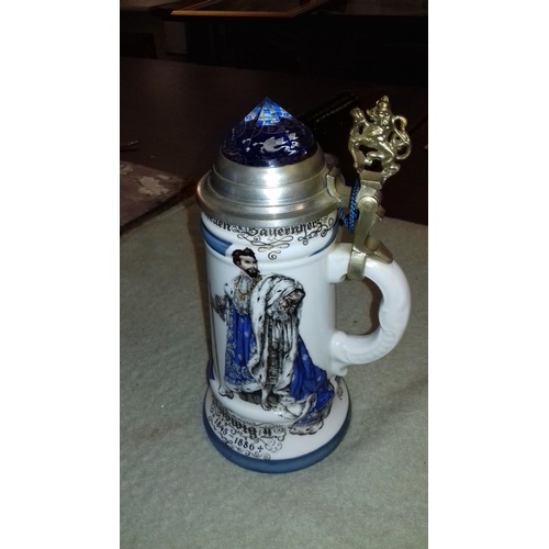 53 - Vintage German Stein with jewelled top