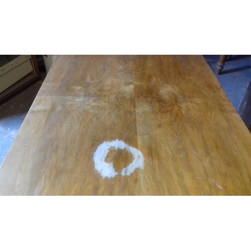 537 - 85 cm wide burr walnut draw leaf dining table (heat ring on centre section)