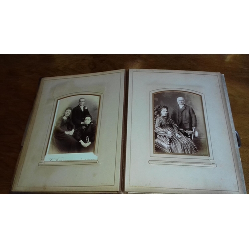 254 - Victorian picture album with assorted carded portraits and photographs