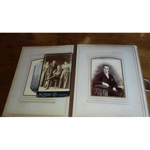 254 - Victorian picture album with assorted carded portraits and photographs